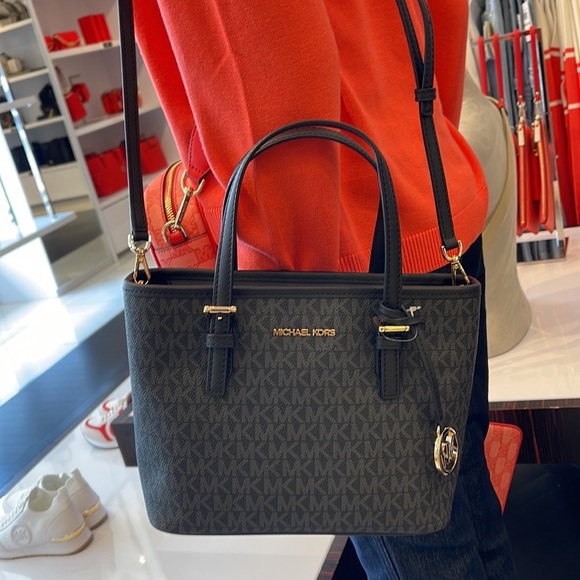 MICHAEL KORS 
Jet Set Travel Extra-Small Logo Top-Zip Tote Bag
Black 
NWT - Picture 8 of 16